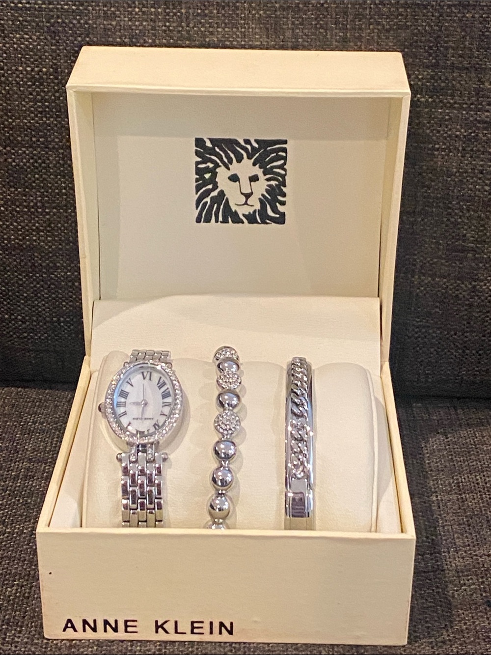 Anne Klein Silver-Tone Watch with Two Silver Bracelets. NIB MSRP Macys $125-$150